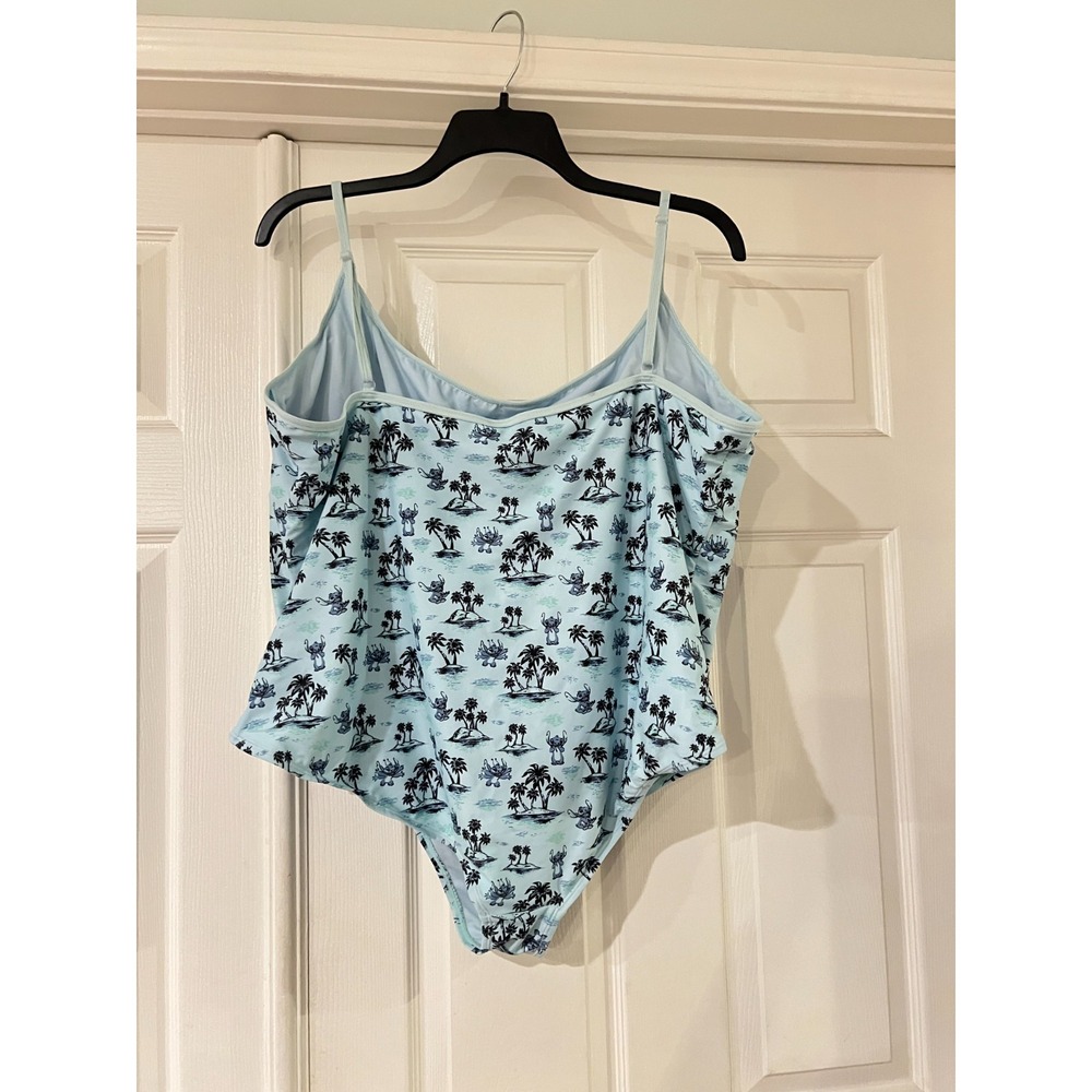 Disney Womens Blue Stitch Hawaiian Print One Piece Bathing Suit Plus Sz 3X Beach - Picture 3 of 9